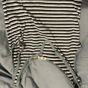 stripped blue green and white tank top size L